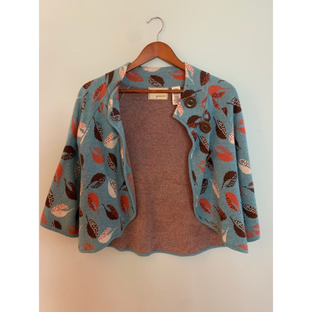 Blue and Feather-Patterned Guinevere Cardigan